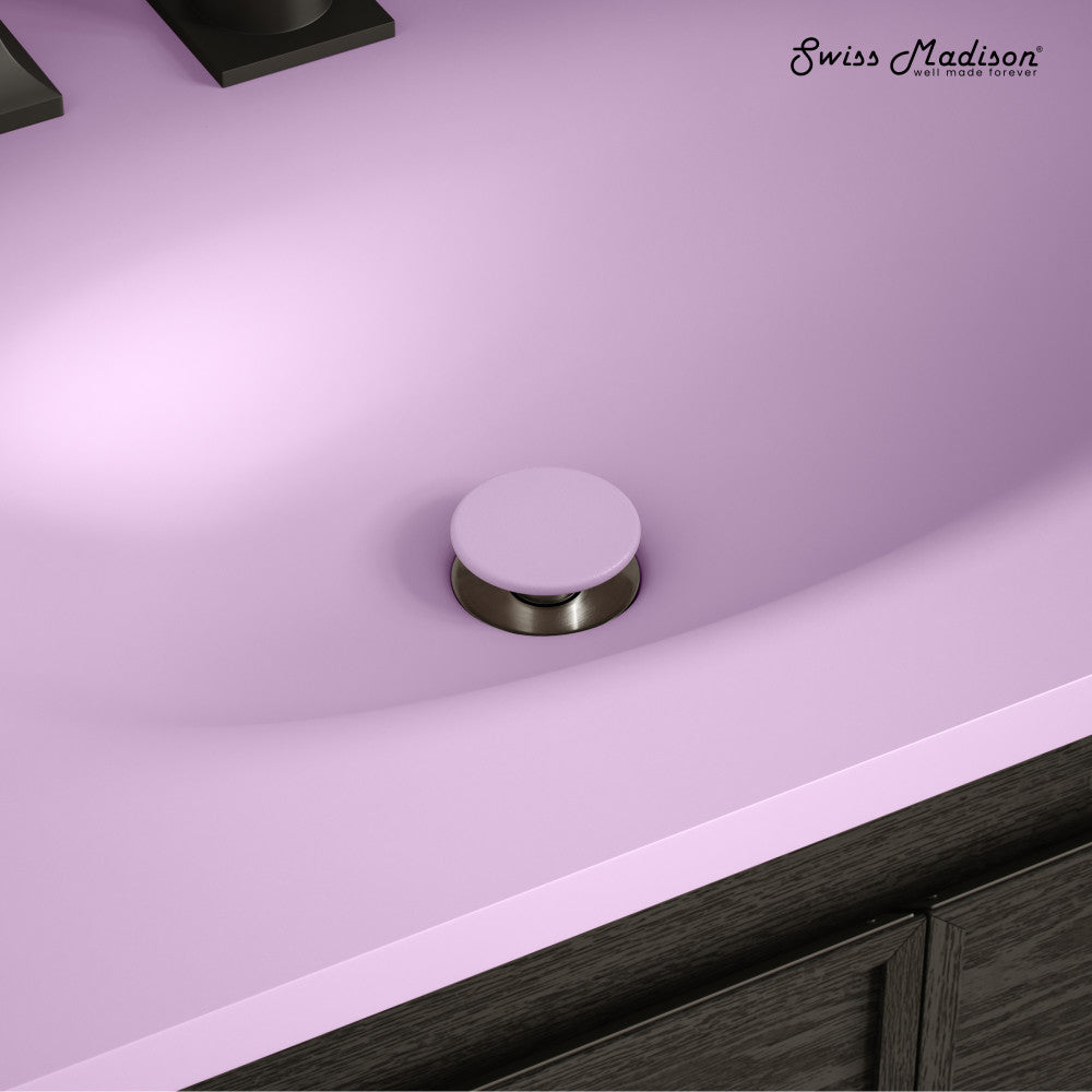Lisse Concrete Bathroom Sink Non-Overflow Pop Up Drain in Matte Lavender