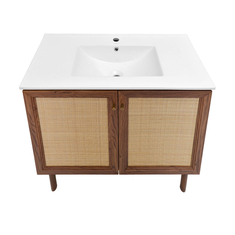 Classe 36" Freestanding Bathroom Vanity in Brown Oak with Sink Top