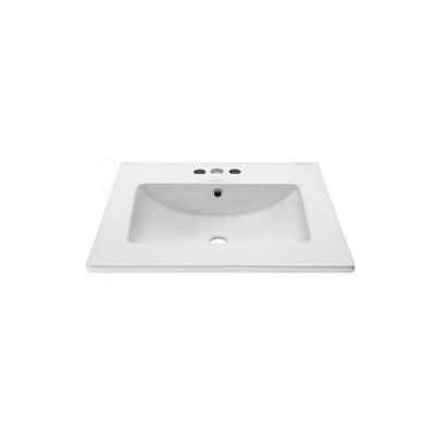 24" 3-Hole Centerset Vanity Sink Top in Glossy White