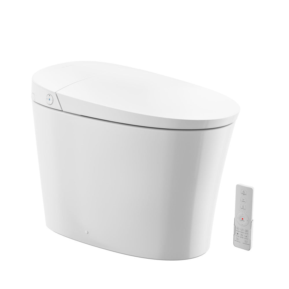 Viro V20 Smart Toilet 12” Rough-in ADA Height in Glossy White with Foam Shield, Integrated Tank, Auto Open/Close, Foot Sensor