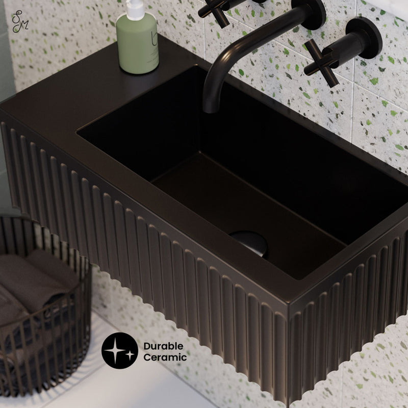 Delice 24" Rectangle Wall-Mount Bathroom Sink in Matte Black
