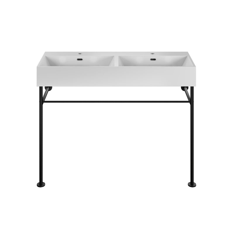 Claire 48" Double Basin Console Sink with Matte Black Legs