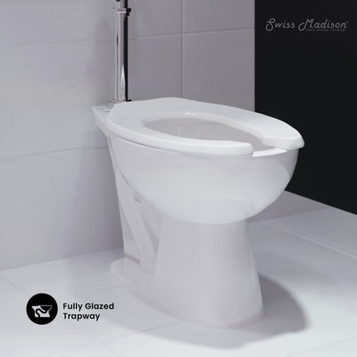 Sirene Floor-Mounted Comfort Height Commercial Elongated Top Flush Spud Flushometer Toilet Bowl