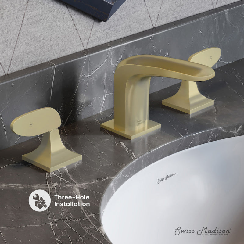 Chateau 8 in. Widespread, 2-Handle, Bathroom Faucet in Brushed Gold