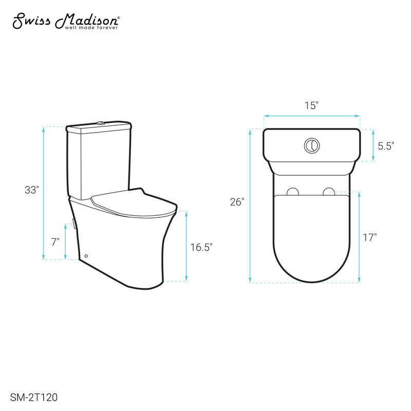 Calice Two-Piece Elongated Rear Outlet Toilet Dual-Flush 1.1/1.6 gpf