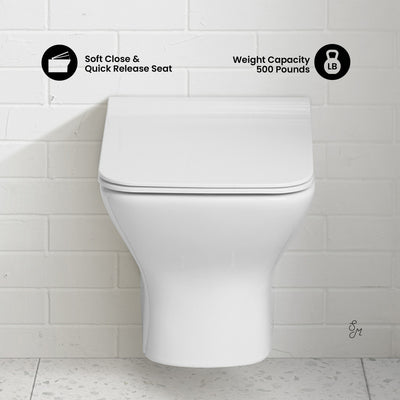 Carre Wall-Hung Toilet Bundle 0.8/1.6 GPF Dual Flush in Glossy White with White Flush Plate