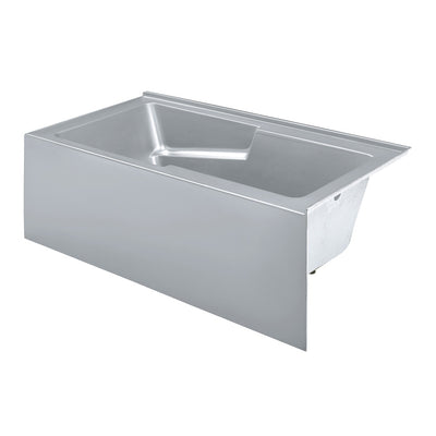 Voltaire 60 x 32 Right Drain Soaking Alcove Corner Apron Bathtub in Glossy Gray
