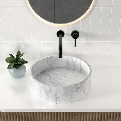 Monaco 17" Round Vessel Bathroom Sink in Marbled Gray