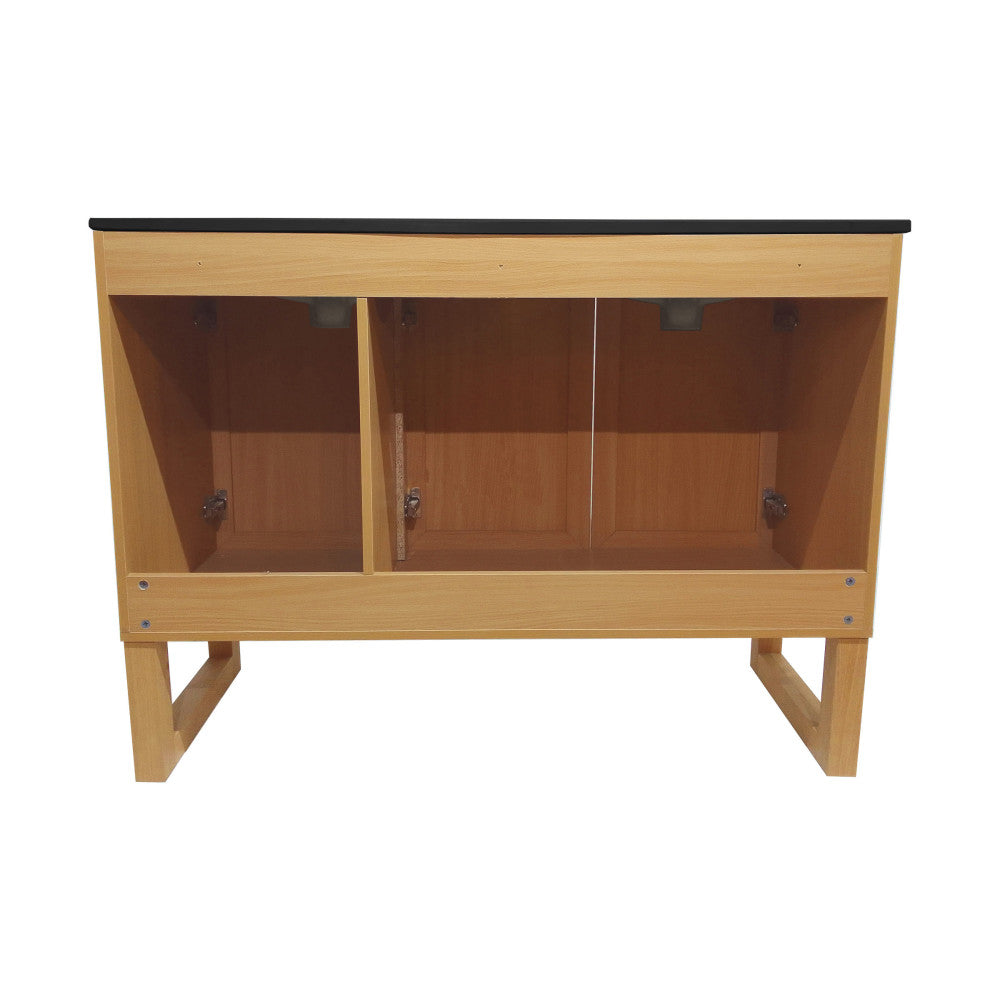 Arles 48 in. Natural Oak, Double Basin Bathroom Vanity With Black, 3-Hole Centerset Ceramic Sink Top