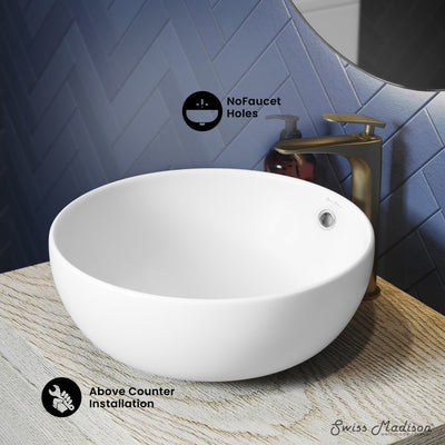 Sublime 17” Round Vessel Sink in Matte White