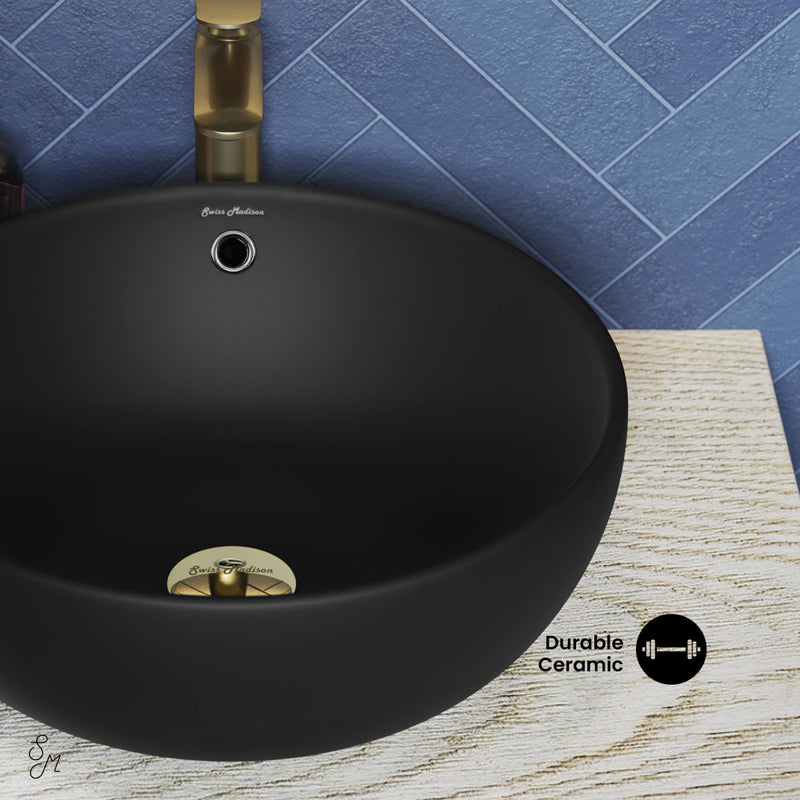 Sublime 17” Round Vessel Sink in Matte Black