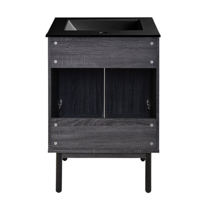 Classe 24" Freestanding Bathroom Vanity in Black Oak with Black Sink Top