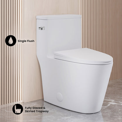 Dreux One-Piece 12" Rough-in 1.28 GPF Left Flush Elongated Toilet in Glossy White
