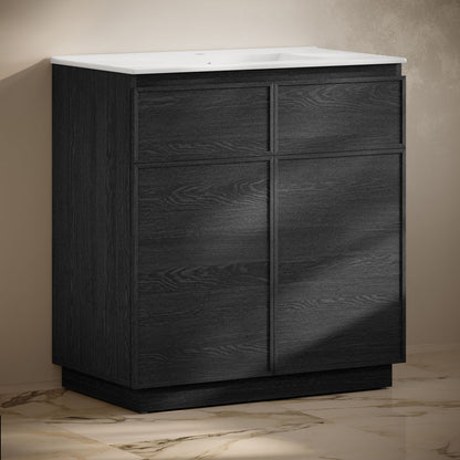 St. Tropez 36" Freestanding Bathroom Vanity in Black Oak with Sink Top
