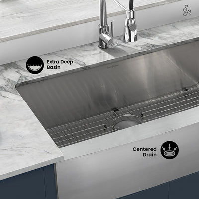 Rivage 36 x 21 Stainless Steel, Single Basin, Farmhouse Kitchen Sink with Apron