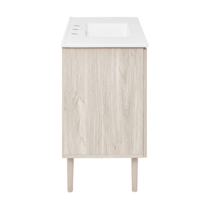 Bron 36" Freestanding Bathroom Vanity in White Oak with 3-Hole Widespread Sink Top