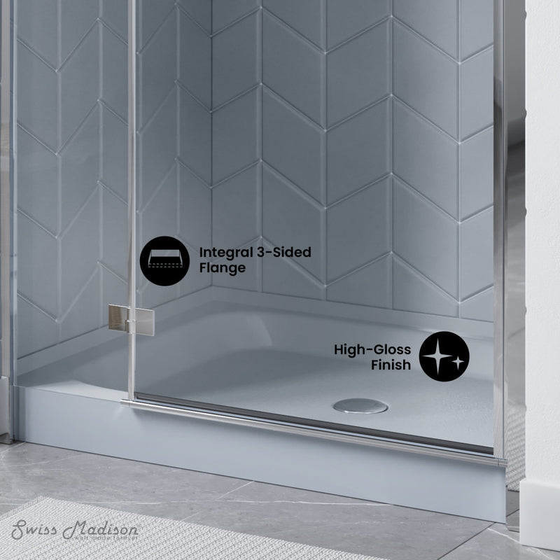 Voltaire 48" x 32" Single-Threshold, Center Drain, Shower Base in Grey