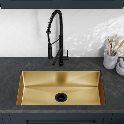 Rivage 30 x 18 Stainless Steel, Single Basin, Undermount Kitchen Sink, Gold