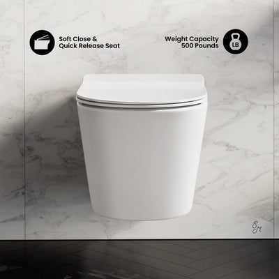 Calice Wall-Hung Toilet Bundle 0.8/1.6 GPF Dual Flush in Glossy White with Black Flush Plate