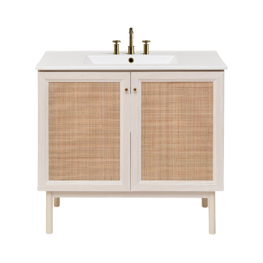 Classe 36" Freestanding Bathroom Vanity in White Oak with 3-Hole Widespread Sink Top