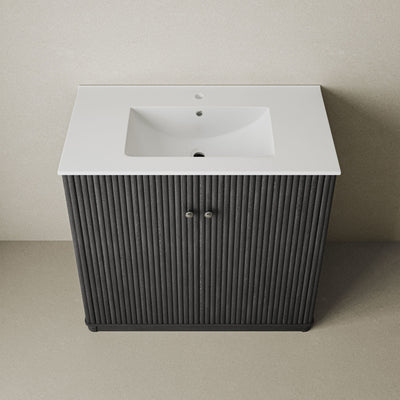 Lafayette 36" Freestanding Bathroom Vanity in Black Oak with Sink Top