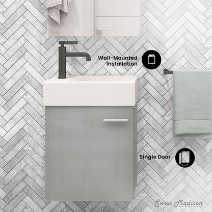 Colmer 18 Single, Brushed Gray, One Cabinet, Bathroom Vanity