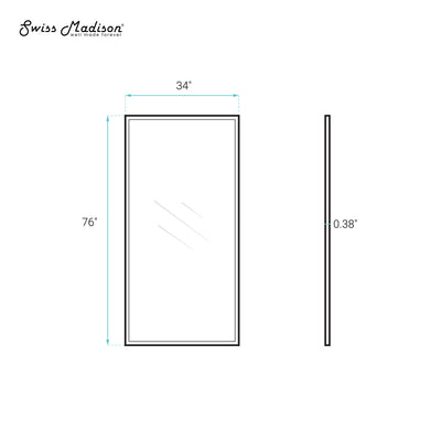 Pierre 34 x 76 Framed Fixed 3/8 in. (10mm) Clear Tempered Glass Shower Door with Black Matte Frame