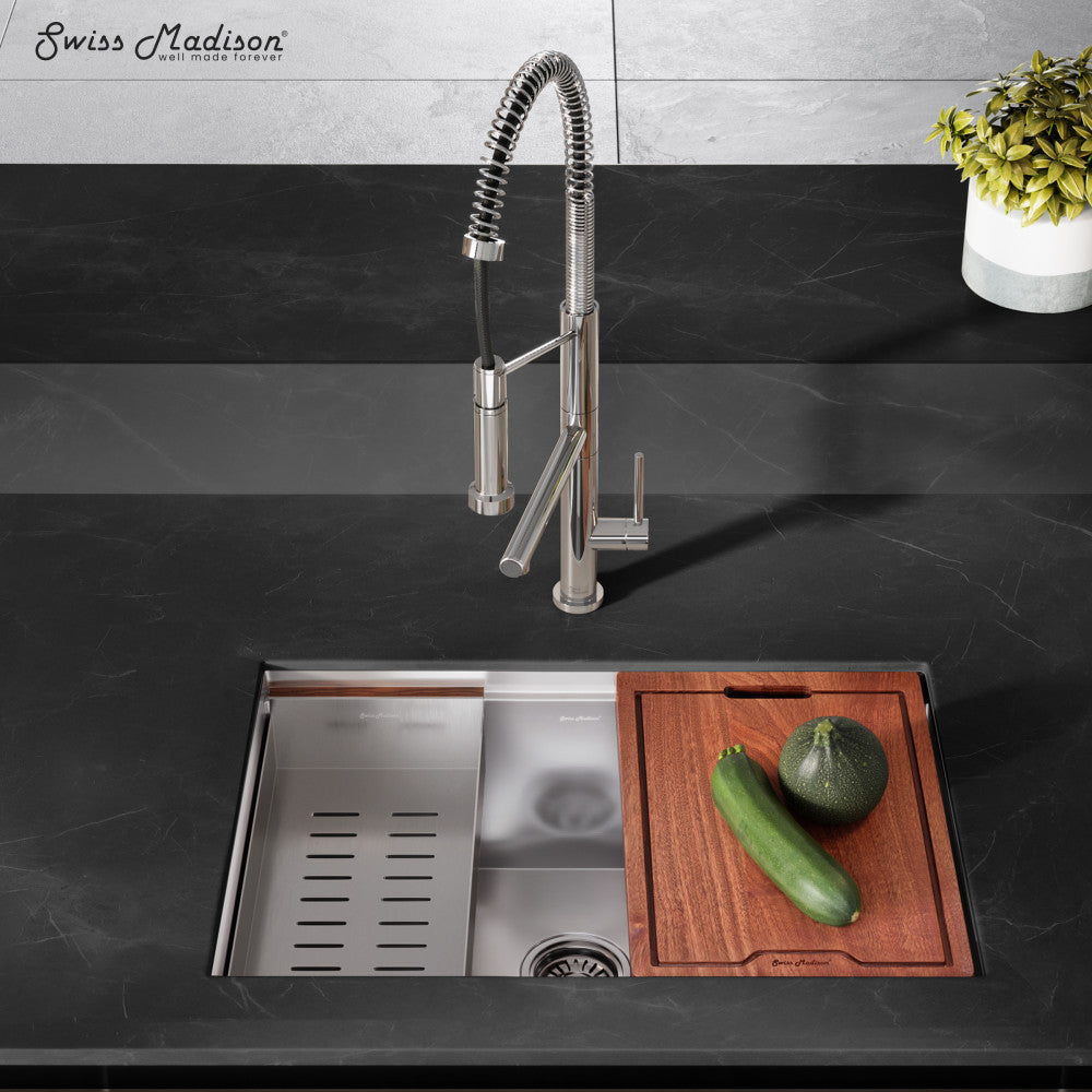 Rivage 30 x 19 Single Basin Undermount Kitchen Workstation Sink