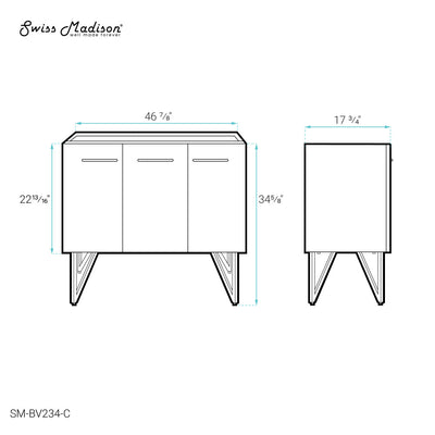 Annecy 48 Brushed Grey Bathroom Vanity Cabinet Only (SM-BV234)