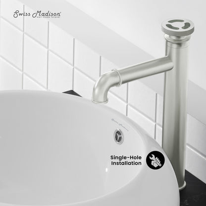 Avallon Single Hole, Single-Handle Wheel, High Arc Bathroom Faucet in Brushed Nickel