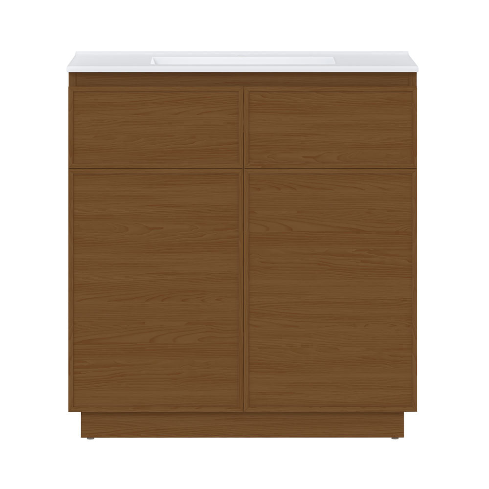 St. Tropez 36" Freestanding Bathroom Vanity in Brown Oak with Sink Top