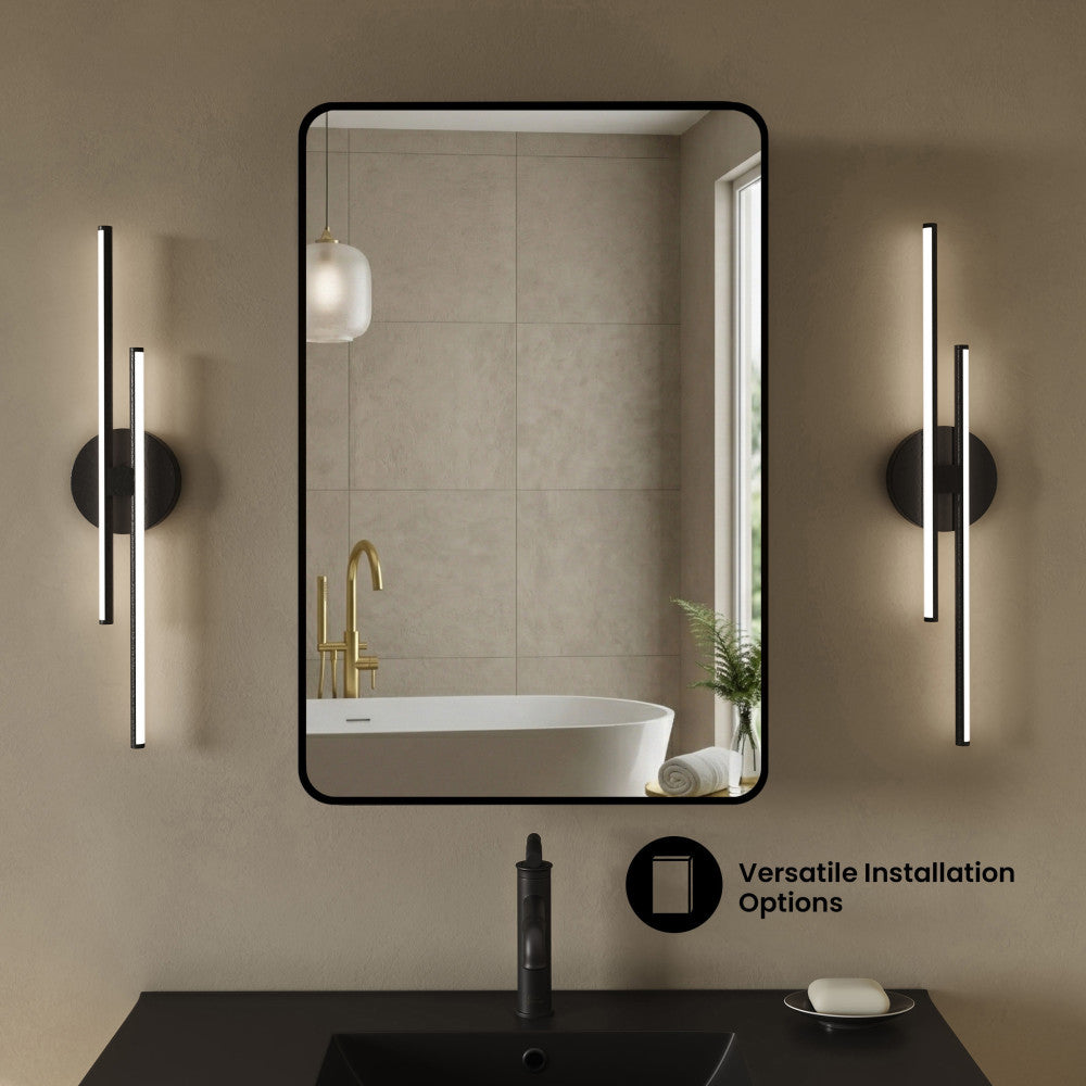 Pierre 20 x 30 Rectangle Recessed/Wall Mount Medicine Cabinet with Mirror in Matte Black