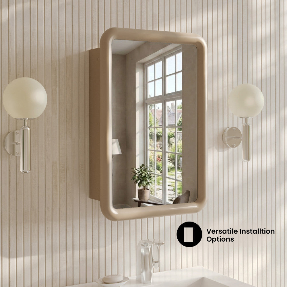 Plaisir 18 x 27 Recessed/Wall Mount Medicine Cabinet with Mirror in Sand