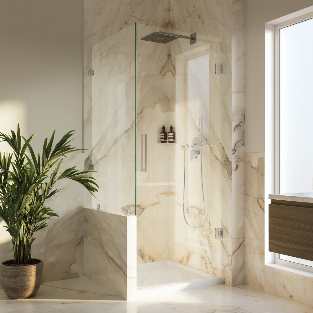 Marquette 36 x 36 Shower Pan Base with Center Drain in Glossy White