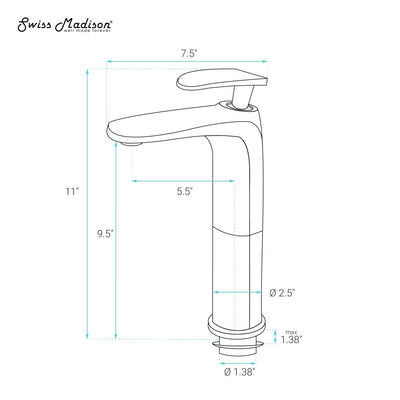 Sublime Single Hole, Single-Handle, High Arc Bathroom Faucet in Gunmetal Grey