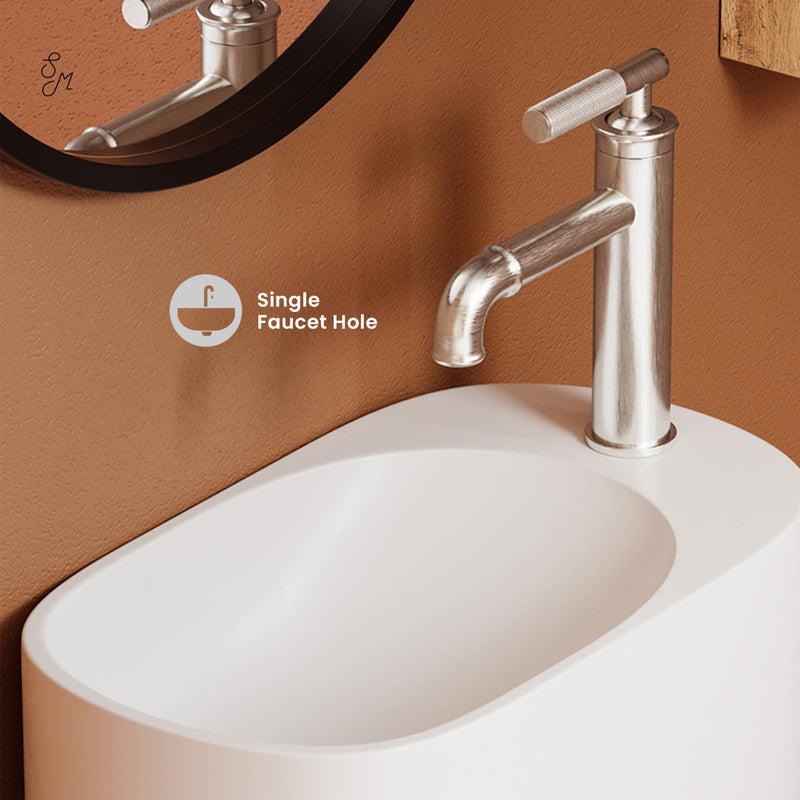 Terre 17.5" Right Side Faucet Wall-Mount Bathroom Sink in White