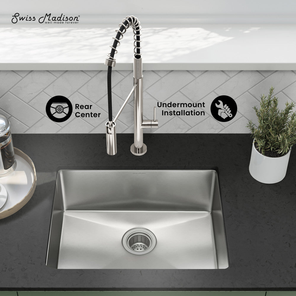 Rivage 23" 16 Gauge Stainless Steel Undermount Kitchen Sink in Polished Chrome