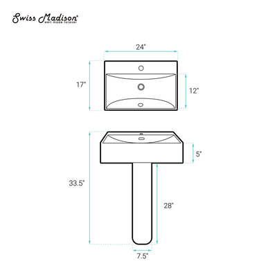 Concorde Square Two-Piece Pedestal Sink