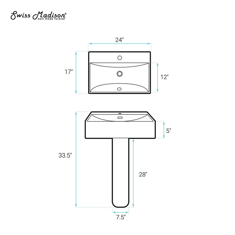Concorde Square Two-Piece Pedestal Sink