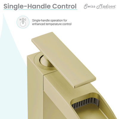 Concorde Single Hole, Single-Handle, Waterfall Bathroom Faucet in Brushed Gold