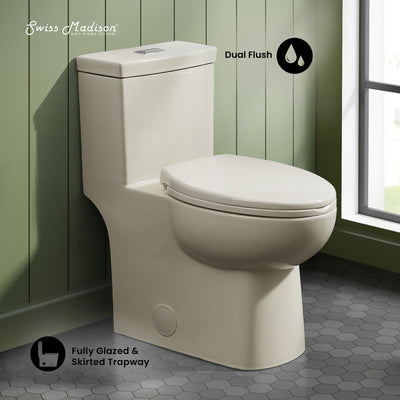 Classe One-Piece 12" Rough-in 1.1/1.6 GPF Dual Top Flush Elongated Toilet in Glossy Bisque