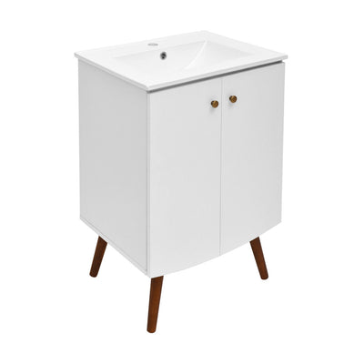 Manoir 24" Freestanding Bathroom Vanity in White with Sink Top