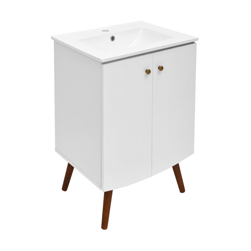 Manoir 24" Freestanding Bathroom Vanity in White with Sink Top
