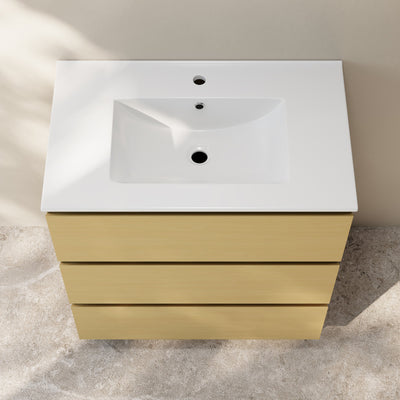 Liberte 30" Freestanding Bathroom Vanity in Natural Oak with Sink Top