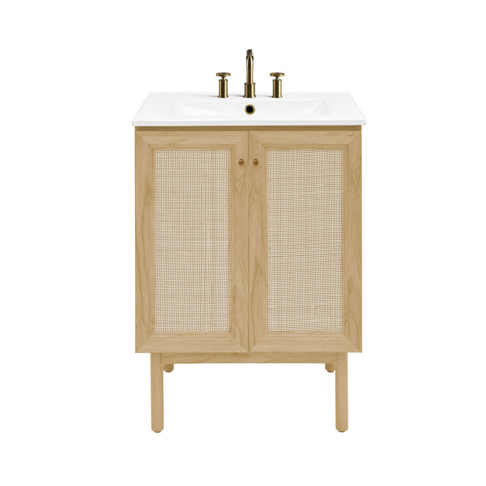 Classe 24" Freestanding Bathroom Vanity in Natural Oak with 3-Hole Centerset Sink Top