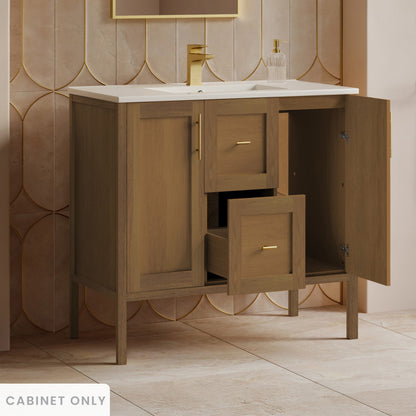 Forme 36" Modular Freestanding Bathroom Vanity Cabinet without Top in Brown Oak