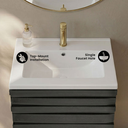 18" Ceramic Square Vanity Sink Top