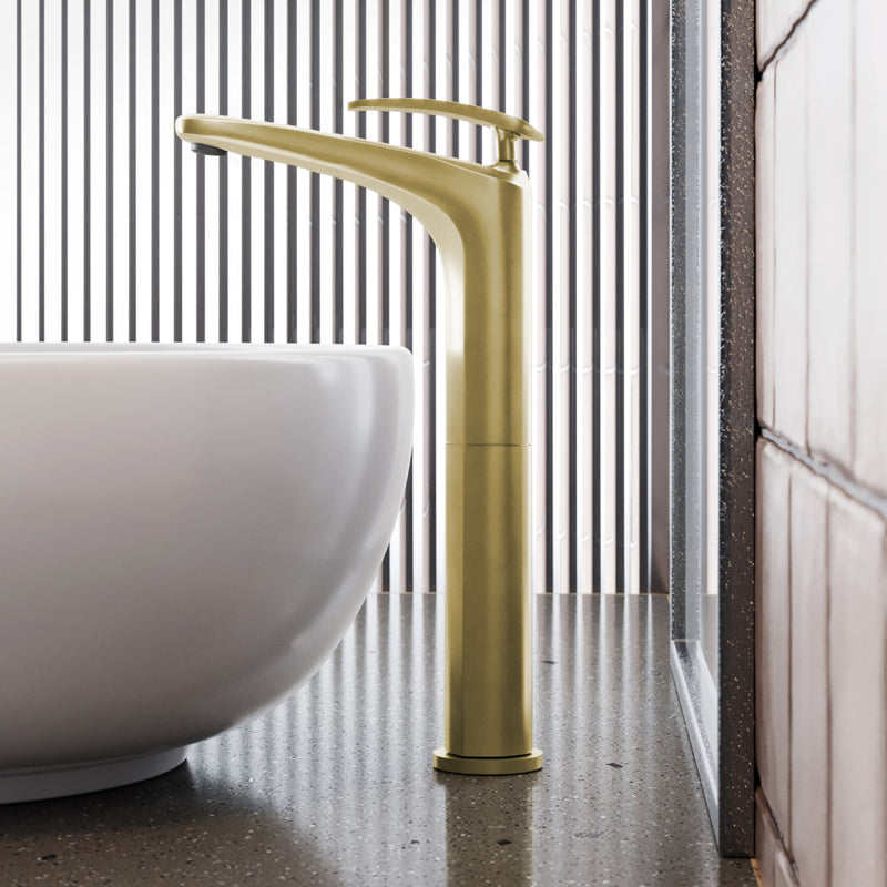 Sublime Single Hole, Single-Handle, High Arc Bathroom Faucet in Brushed Gold