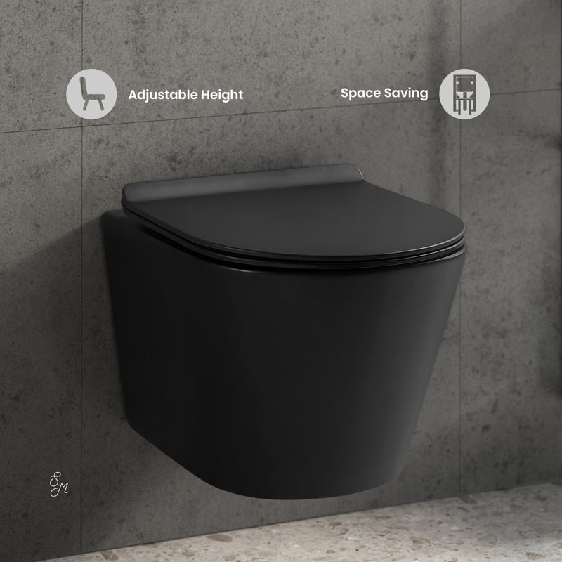 Calice Wall-Hung Round Toilet Bowl in Matte Black