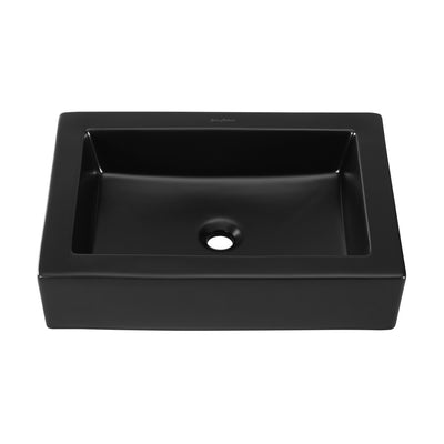 Voltaire Ceramic Rectangle Vessel Sink, Matte Black